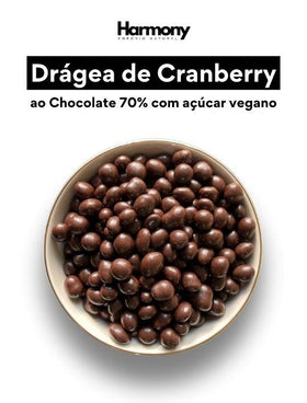Drágea de Cranberry ao Chocolate 70% Cacau (Zero Açúcar, Vegano)