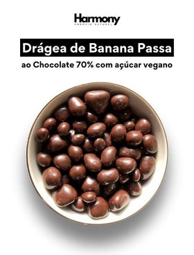 Drágea de Banana Passa ao chocolate 70% cacau (vegano)