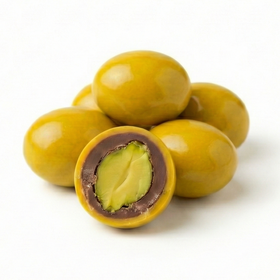 Drágea de Pistache ao Creme de Maracujá e Chocolate Branco (Zero Açúcar)