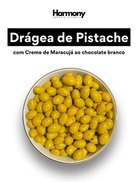 Drágea de Pistache ao Creme de Maracujá e Chocolate Branco (Zero Açúcar)